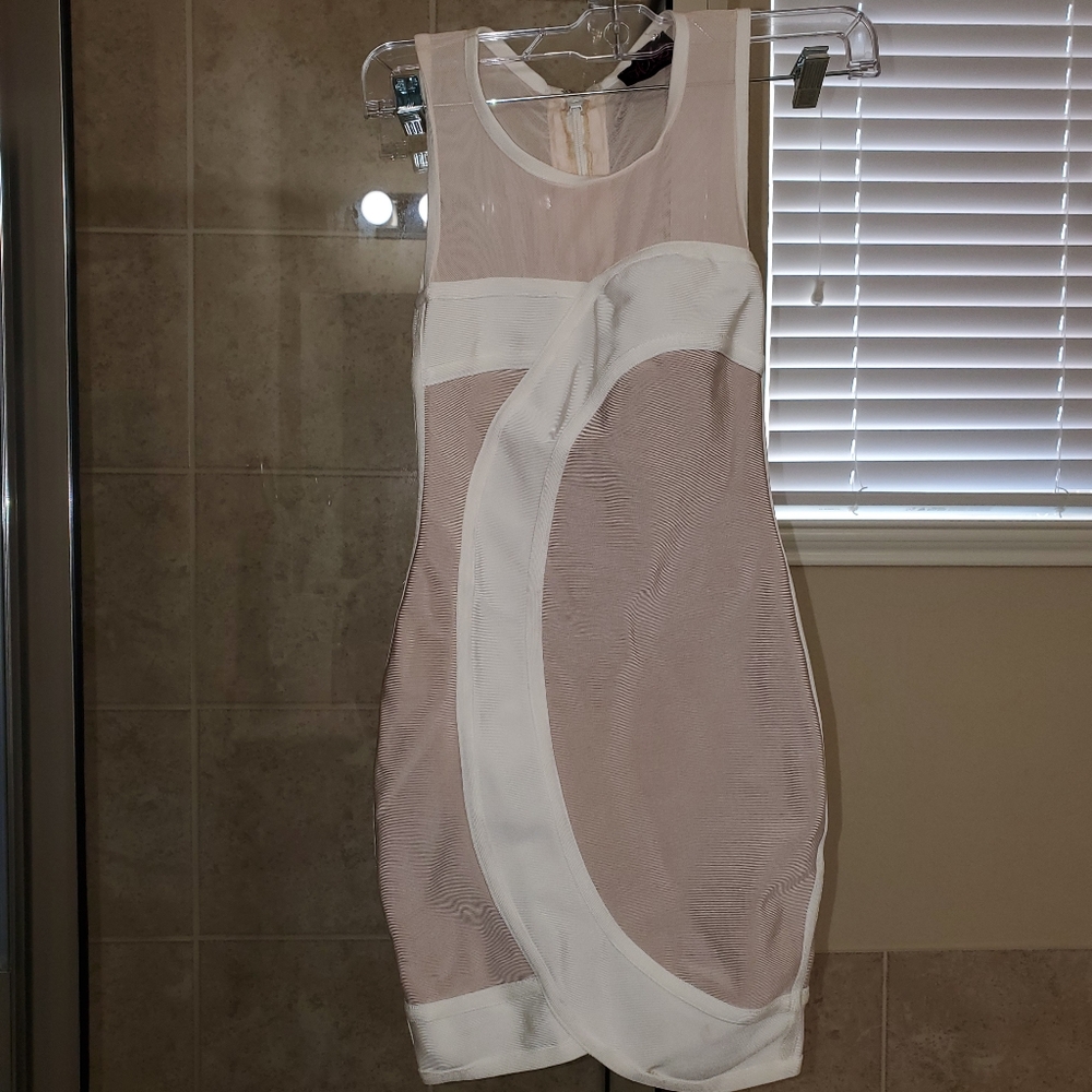 Hot Miami Styles cream and white dress